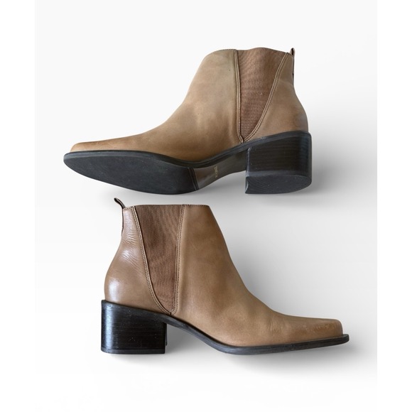 NICOLE Leather "Lake" Boots 2" Heel Women's US 7.5M Made In Brazil Original Box - Picture 5 of 13